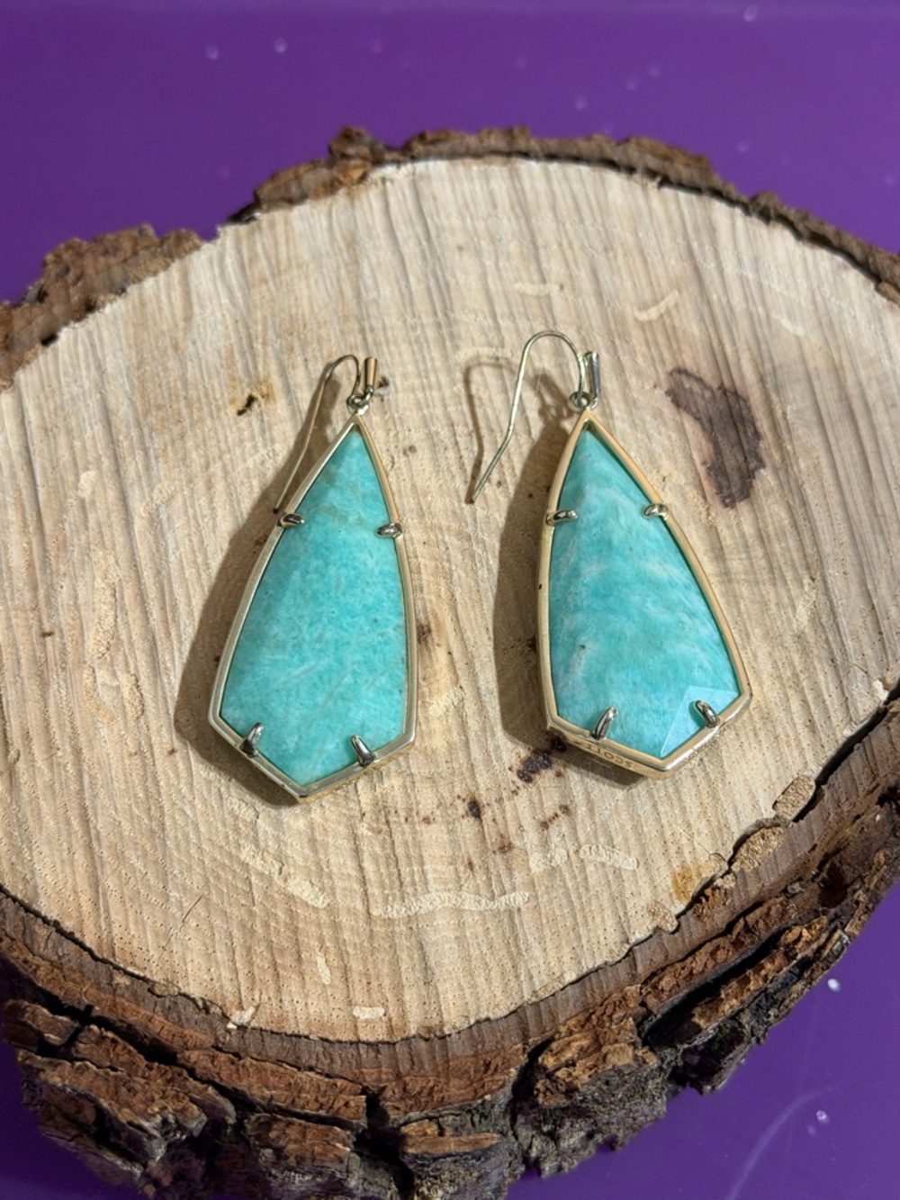 Kendra Scott Carla Gold Amazonite Drop Dangle Earrings
